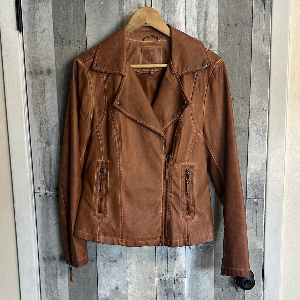 Max Studio Tan faux Leather Women's Jacket M